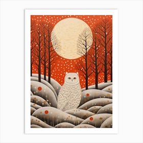 Bird Illustration Snowy Owl 4 Art Print