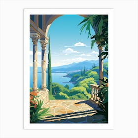 Villa Cimbrone Gardens Italy Illustration 1   Art Print