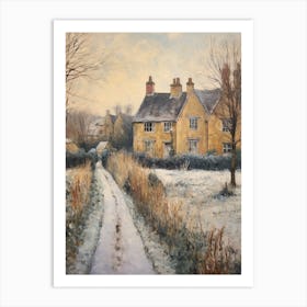 Vintage Winter Painting Cotswolds United Kingdom 3 Art Print