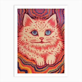 Louis Wain, Kaleidoscope Cat Pink 2 Art Print