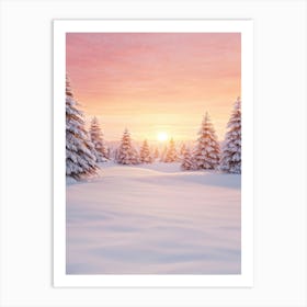 Dusk Settling Over A Winter Wonderland Sunset Casting A Warm Glow On Snowy Pines Long Shadows Stre (4) Art Print