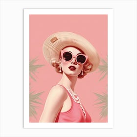 Vintage Pink Woman Illustration Kitsch 5 Art Print