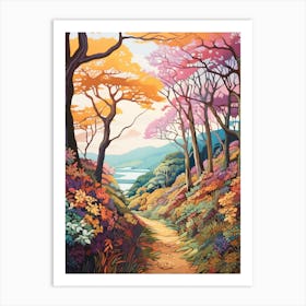 Queen Charlotte Track New Zealand 2 Hike Illustration Art Print