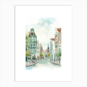 Amsterdam Street Watercolour Art Print