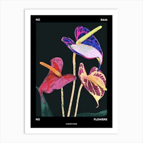 No Rain No Flowers Poster Flamingo Flower 3 Art Print
