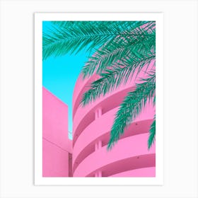 Pink Parking Garage With Palm Trees In San Diego Art Print