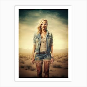 Woman Standing In The Desert Art Print