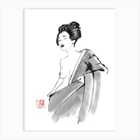 Geisha Undressing Art Print