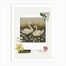 Scrapbook Swans Fairycore Painting 4 Art Print