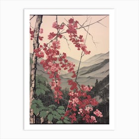 Yama Zakura Mountain Cherry 1 Vintage Botanical Woodblock Art Print