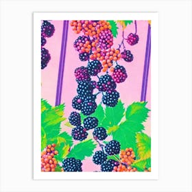 Blackberry Risograph Retro Poster Fruit Art Print