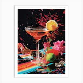 Cocktail Fruit Explosion Collage Art Print