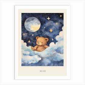 Baby Bear 3 Sleeping In The Clouds Nursery Poster Art Print