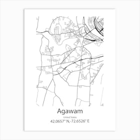 Agawam,United States Minimalist Map Art Print