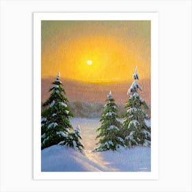 Sunset Over Pine Trees Art Print