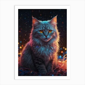 Cat In The Night Sky 1 Art Print