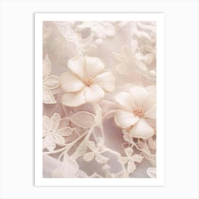 White Flowers On Lace Art Print