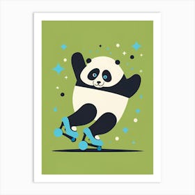 Rollerskating Panda Skateboarding Art Print