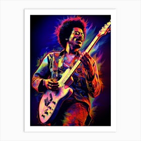 Jimi Hendrix Neon Lights 6 Art Print