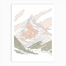 Mount Athos Greece Color Line Drawing (2) Art Print