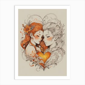 Two Women In Love 2 Art Print