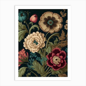 Botany vintage flowers Art Print