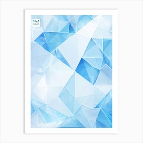 Abstract Geometric Composition Integrating Polygons Soft White And Blue Hues And Transparent Ice (4) Art Print