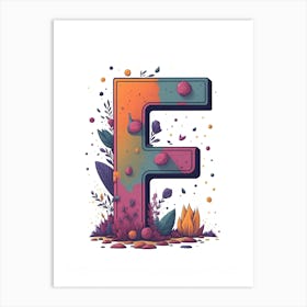 Colorful Letter F Illustration 55 Art Print