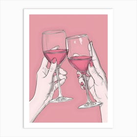 Two Hands Holding Wine Glasses Art Print