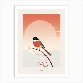 Minimalist Robin 2 Bird Poster Art Print