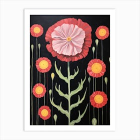 Carnation Dianthus 2 Hilma Af Klint Inspired Flower Illustration Art Print