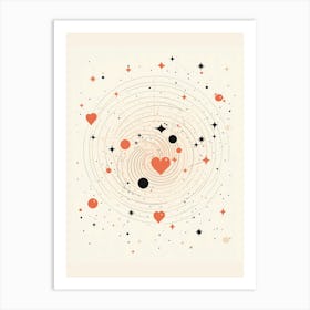 Swirl Beige Black & Copper Zodiac Heart 1 Art Print