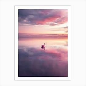 Flamingo At Sunset.Generated AI. Art Print Art Print