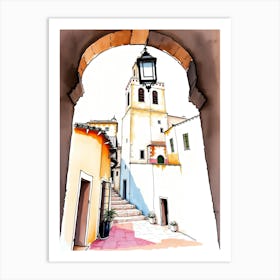 Watercolor Sketch Of An Alleyway Art Print