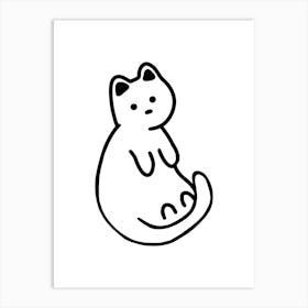 Cute Cat Hand Drawing Minimalist Illustration Art Print