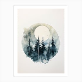 Watercolour Painting Of Boreal Forest   Northern Hemisphere 1 Art Print