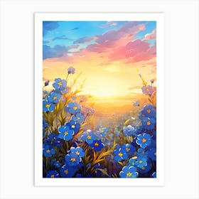 Forget Me Not By The Sunset (1) Art Print