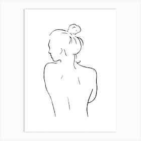 Female Body Sketch 5 Black And White Art Print