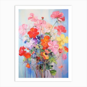 Abstract Flower Painting Geranium 3 Art Print