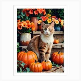 Cat In The Garden 17 Art Print