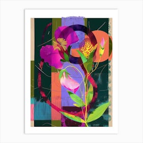 Sweet Pea 2 Neon Flower Collage Art Print