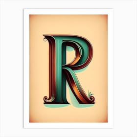 R, Letter, Alphabet Retro Drawing 4 Art Print