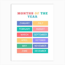 Months Of The Year Nursery Art Print