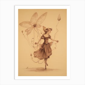 Vintage Fairy Drawing Art Print