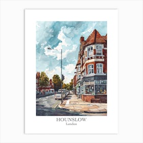 Hounslow London Borough   Street Watercolour 2 Poster Art Print