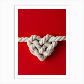 Heart Knot On Red Background Art Print