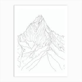 Annapurna Nepal Line Drawing 8 Art Print