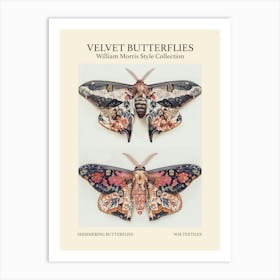 Velvet Butterflies Collection Shimmering Butterflies William Morris Style 4 Art Print