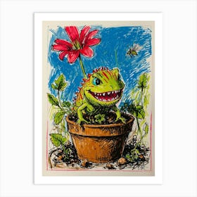 Lizard In A Pot Art Print