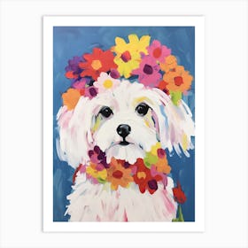 Maltese Portrait With A Flower Crown, Matisse Painting Style 4 Art Print